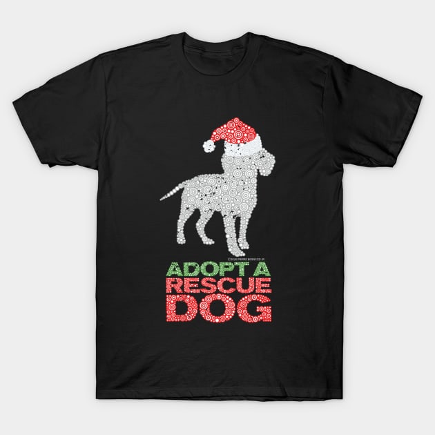 Christmas Adopt A Shelter or Rescue Dog Circle Design T-Shirt by pbdotman